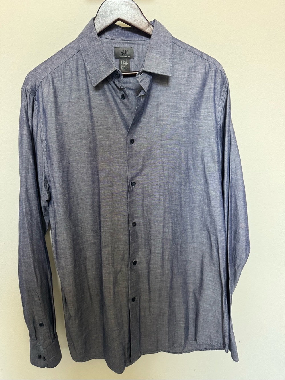 H&M Men's Heathered Slate Blue Button-Down Shirt